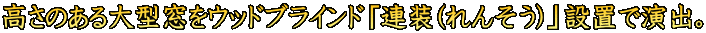 高さのある大型窓をウッドブラインド「連装(れんそう)」設置で演出。